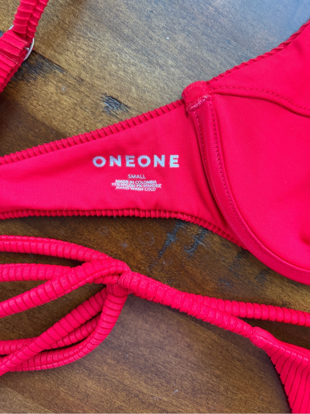 OneOne Swimwear Ribbed Red Bikini Set - Picture 5 of 8